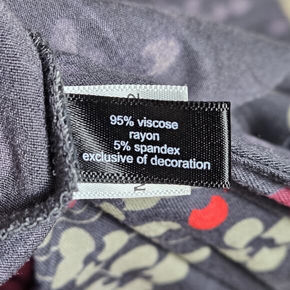 Y2K The Limited Floral Sundress Grey Raspberry Pink Satin Detail V Neck Size Sm - Picture 6 of 6